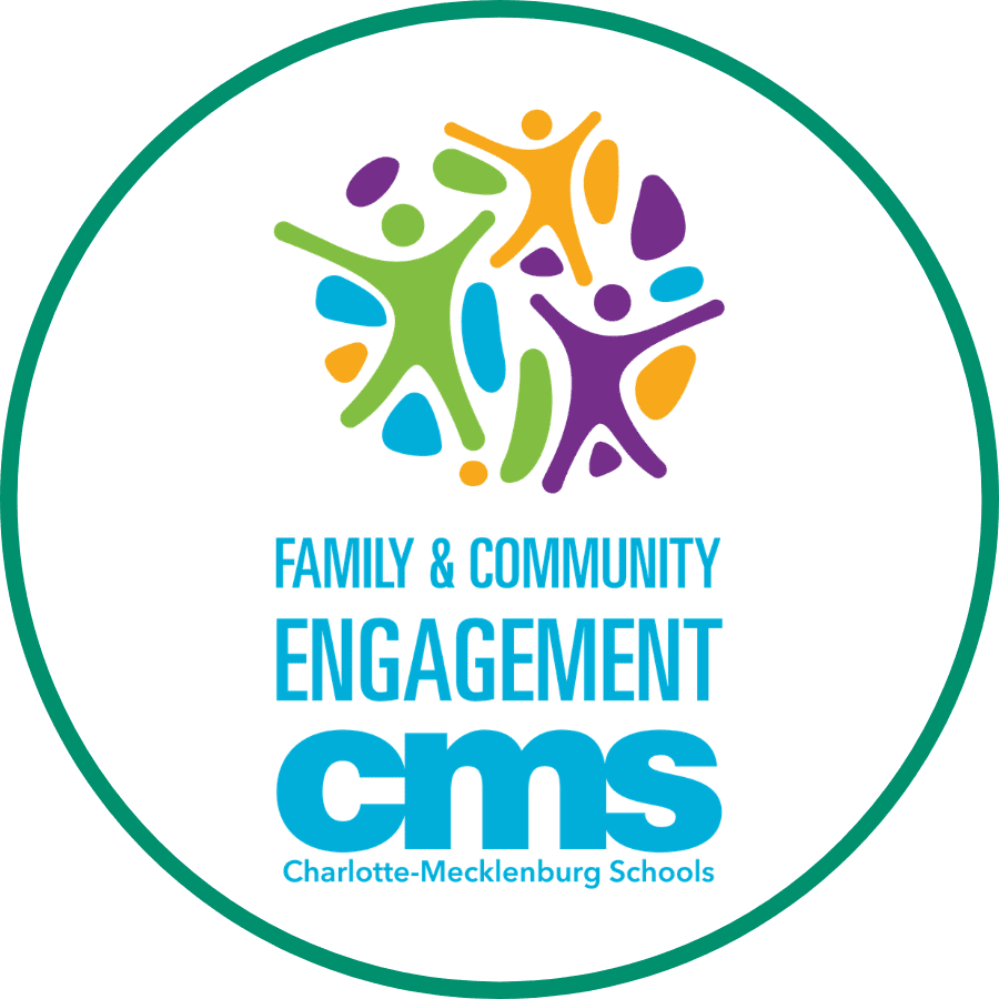 CMS Family and Community Engagement logo in a white circle with a green outline.