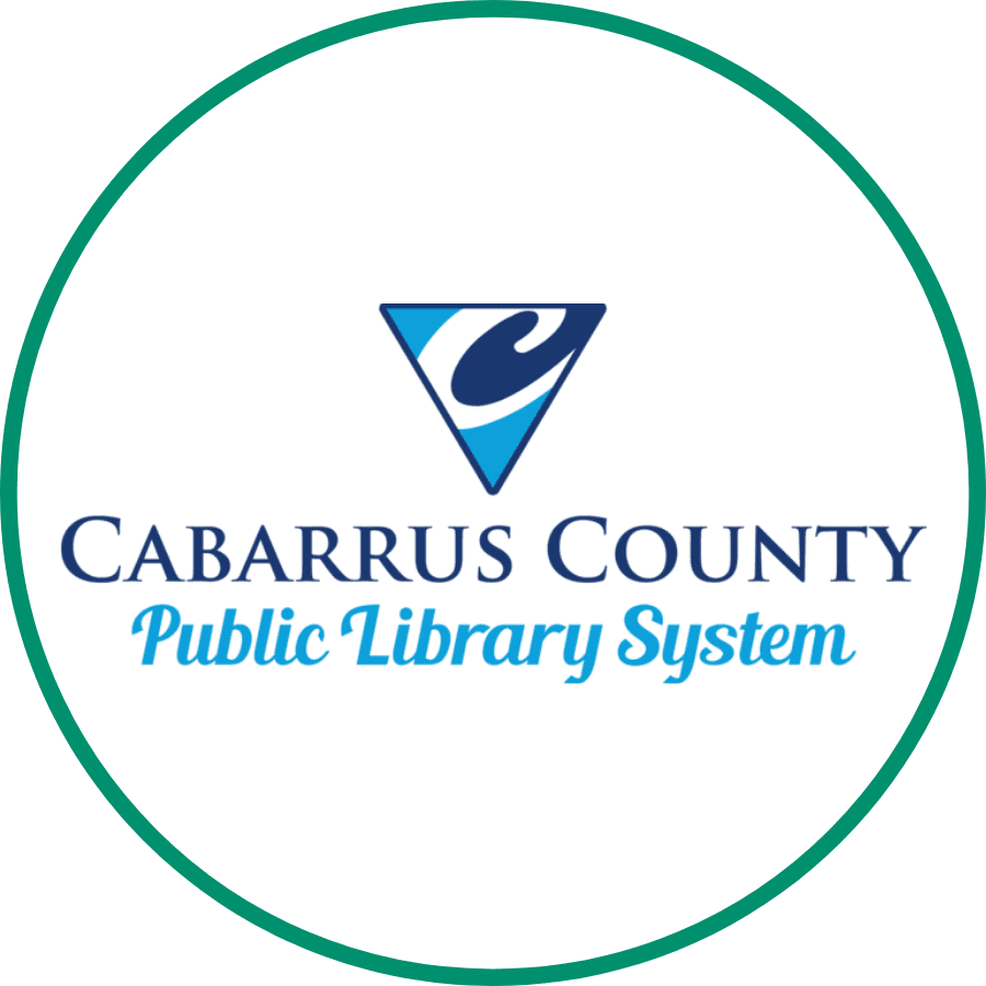Cabarrus County Library Logo in a circle  with a green outline.