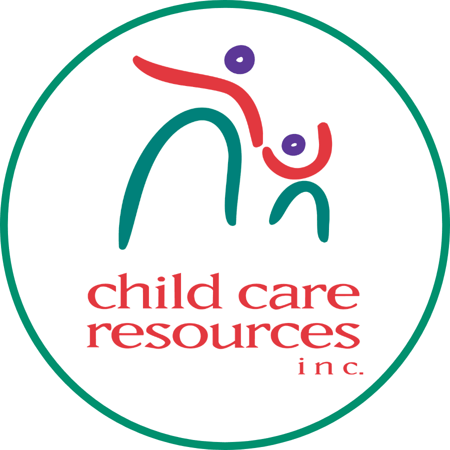Child Care Resources logo in a white circle with a green outline.