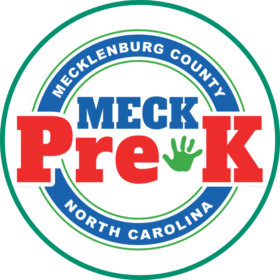 Meck PreK logo in white circle with a green outline.