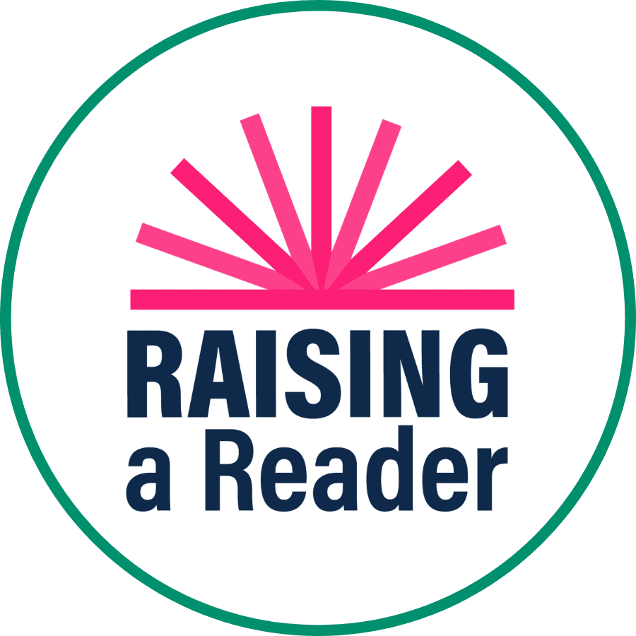 Raising a Reader logo in a white circle with a green outline.